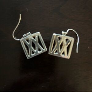 Sterling Silver Square Artisan Drop Earrings